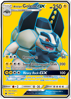 Pokemon Crimson Invasion Alolan Golem-GX - 102