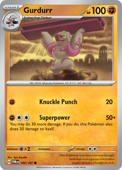 Pokemon Twilight Masquerade Gurdurr - 104