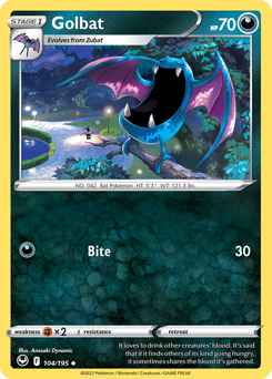 Pokemon Silver Tempest Golbat - 104