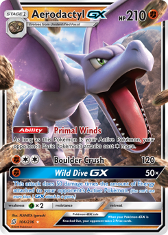 Pokemon Unified Minds Aerodactyl-GX - 106