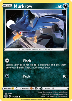 Pokemon Silver Tempest Murkrow - 106