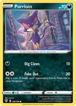Pokemon Darkness Ablaze Purrloin - 106