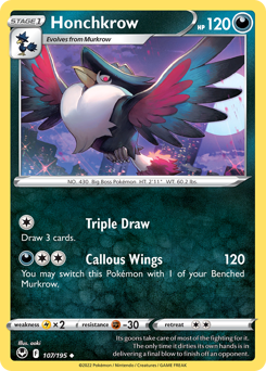 Pokemon Silver Tempest Honchkrow - 107