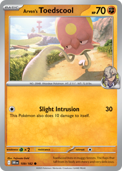 Pokemon Destined Rivals Arven's Toedscool - 109