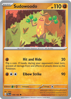 Pokemon Paldea Evolved Sudowoodo - 109