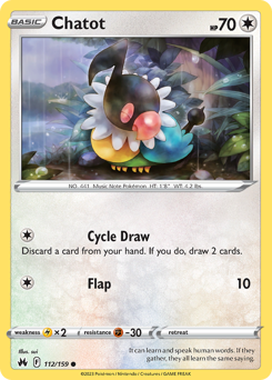 Pokemon Crown Zenith Chatot - 112