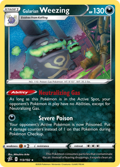 Pokemon Rebel Clash Galarian Weezing - 113
