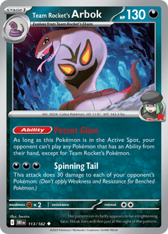 Pokemon Destined Rivals Team Rocket's Arbok - 113