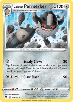 Pokemon Vivid Voltage Galarian Perrserker - 113