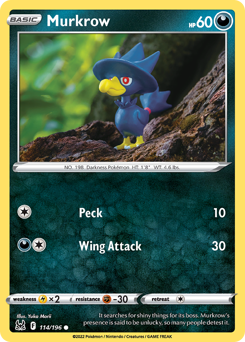Pokemon Lost Origin Murkrow - 114