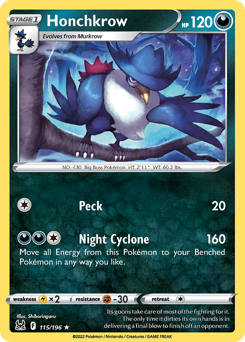 Pokemon Lost Origin Honchkrow - 115