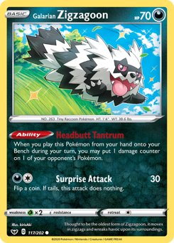 Pokemon Sword & Shield Galarian Zigzagoon - 117