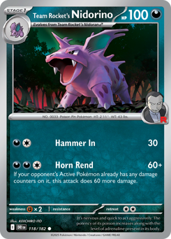 Pokemon Destined Rivals Team Rocket's Nidorino - 118