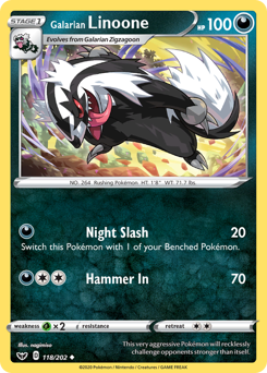 Pokemon Sword & Shield Galarian Linoone - 118