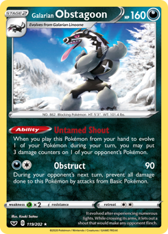 Pokemon Sword & Shield Galarian Obstagoon - 119