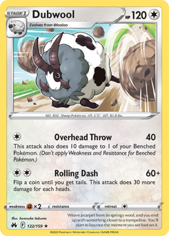 Pokemon Crown Zenith Dubwool - 122