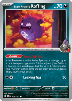 Pokemon Destined Rivals Team Rocket's Koffing - 125