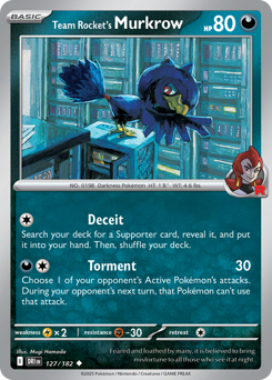 Pokemon Destined Rivals Team Rocket's Murkrow - 127