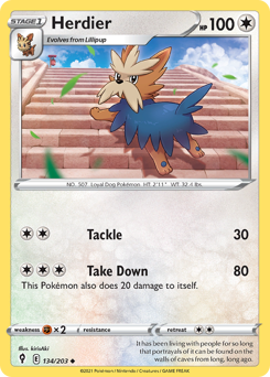 Pokemon Evolving Skies Herdier - 134