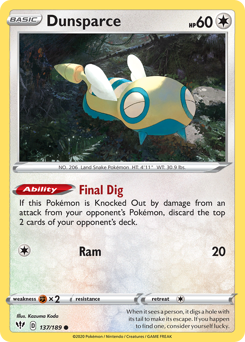 Pokemon Darkness Ablaze Dunsparce - 137