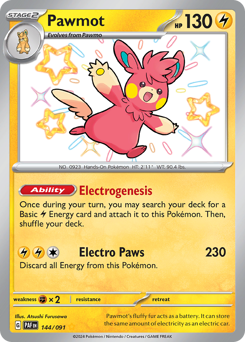 Pokemon Paldean Fates Pawmot - 144