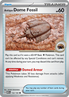Pokemon 151 Antique Dome Fossil - 152
