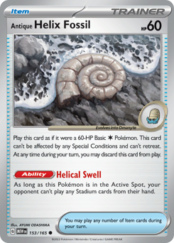 Pokemon 151 Antique Helix Fossil - 153