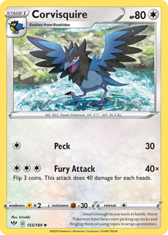 Pokemon Darkness Ablaze Corvisquire - 155