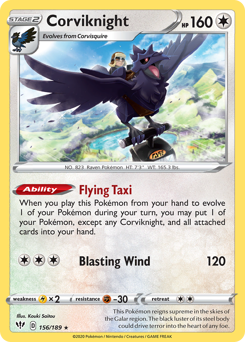 Pokemon Darkness Ablaze Corviknight - 156