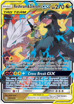Pokemon Cosmic Eclipse Reshiram & Zekrom-GX - 157