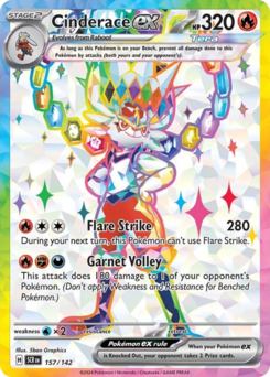 Pokemon Stellar Crown Cinderace ex - 157