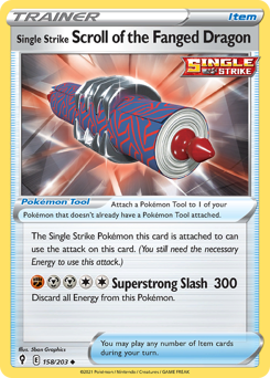 Pokemon Evolving Skies Single Strike Scroll of the Fanged Dragon - 158