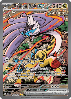 Pokemon Prismatic Evolutions Raging Bolt ex - 166
