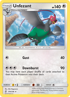 Pokemon Unified Minds Unfezant - 176