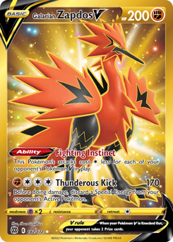 Pokemon Brilliant Stars Galarian Zapdos V - 182