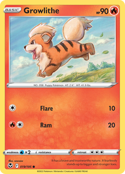 Pokemon Silver Tempest Growlithe - 19