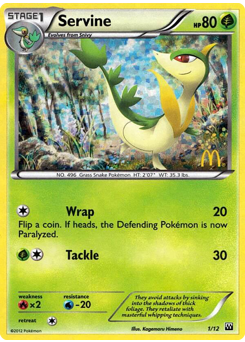 Pokemon McDonald's Collection 2012 Servine - 1