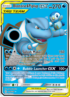 Pokemon Cosmic Eclipse Blastoise & Piplup-GX - 214
