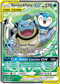 Pokemon Cosmic Eclipse Blastoise & Piplup-GX - 215