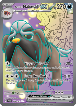 Pokemon Destined Rivals Arven's Mabosstiff ex - 218