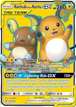 Pokemon Unified Minds Raichu & Alolan Raichu-GX - 220