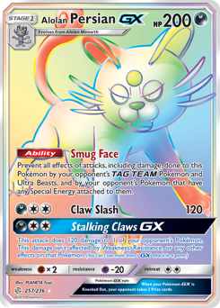 Pokemon Cosmic Eclipse Alolan Persian-GX - 257