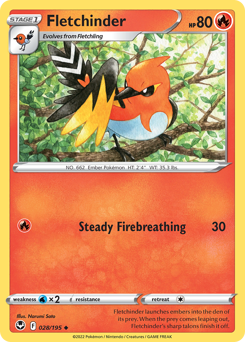 Pokemon Silver Tempest Fletchinder - 28