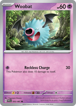 Pokemon Paldean Fates Woobat - 32