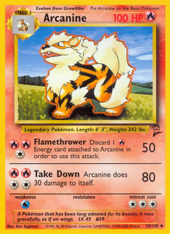 Pokemon Base Set 2 Arcanine - 33