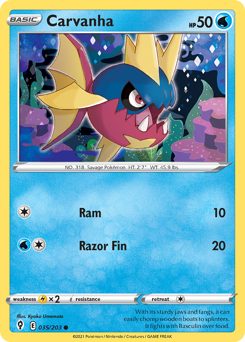 Pokemon Evolving Skies Carvanha - 35