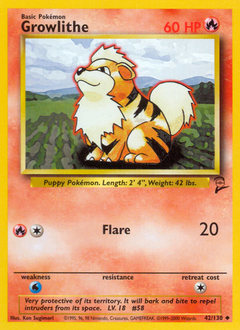 Pokemon Base Set 2 Growlithe - 42