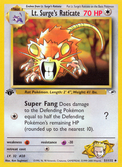 Pokemon Gym Heroes Lt. Surge's Raticate - 51
