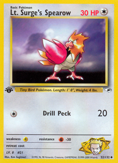 Pokemon Gym Heroes Lt. Surge's Spearow - 52