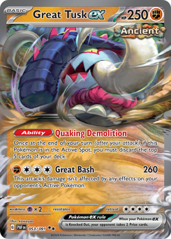Pokemon Paldean Fates Great Tusk ex - 53